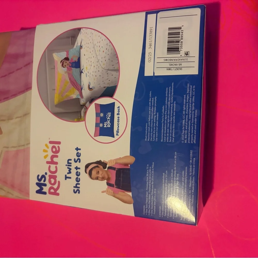 Rachel Twin Sheet‎ Set - White and Multicolor